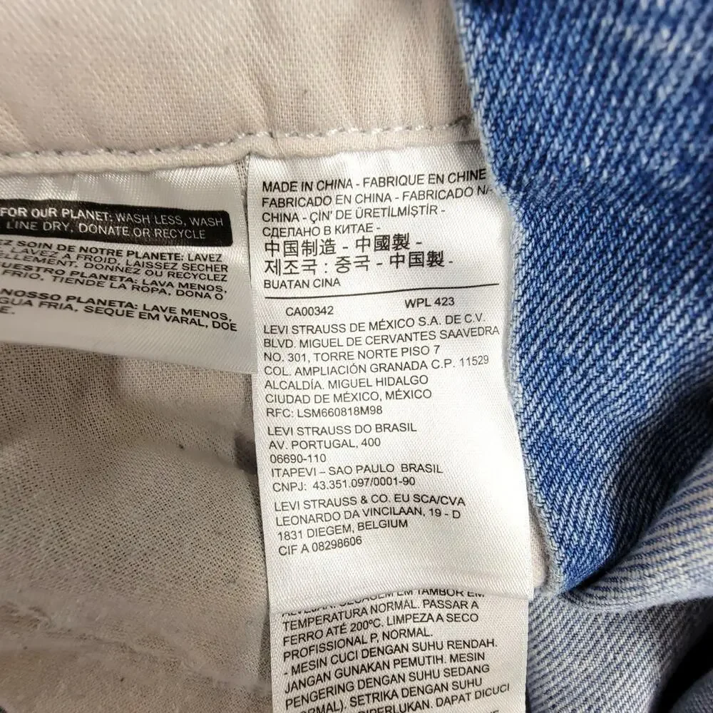 Levi's Blue Denim Bib Overalls Mens 3XL Carpenter Workwear Loose Fit Jeans